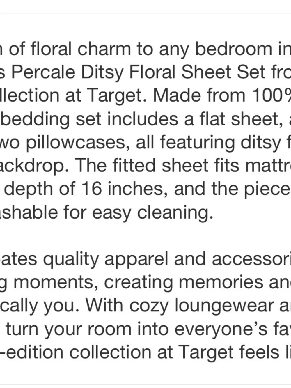 Hollister x Target collaboration Pink Ditsy Floral Full Sized Sheets